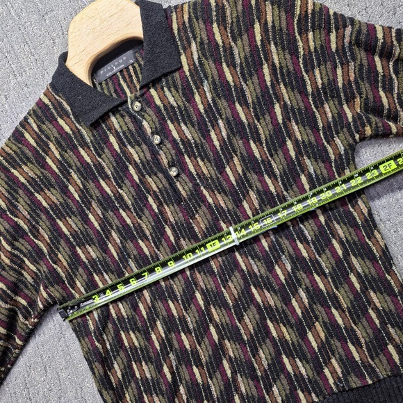 Vintage Protege Sweater Mens XL 3D Knit Coogi Style Textured Polo Cosby Made USA - Picture 9 of 11